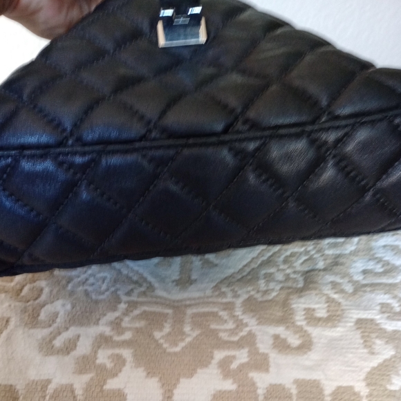 Michael Kors Black Leather Quilted Satchel Very Rare Iconic Bag - Picture 9 of 10